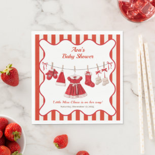 Christmas Baby Shower   Santa Clothes Red & White Napkin