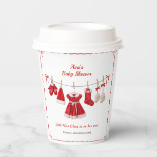 Christmas Baby Shower Santa Clothes Red & White Paper Cups
