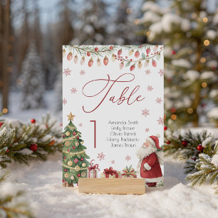 Christmas Baby Shower Table Number Card Pedestal Sign