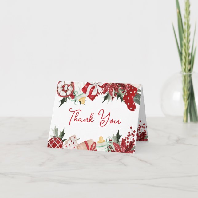 Christmas Baby Shower Thank You Card (Front)