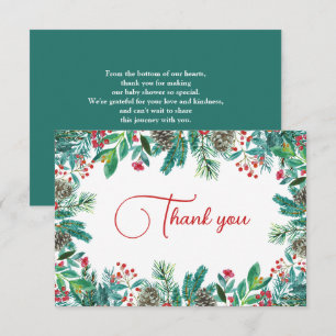 Christmas Baby Shower Thank You Card