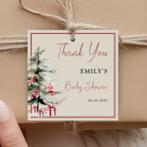 Christmas Baby Shower Thank You Winter Greenery