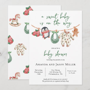 Christmas Baby Shower winter cute clothes Save The Date