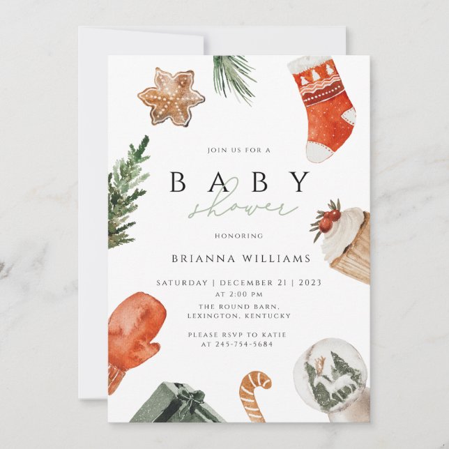 Christmas Baby Shower winter  Invitation (Front)