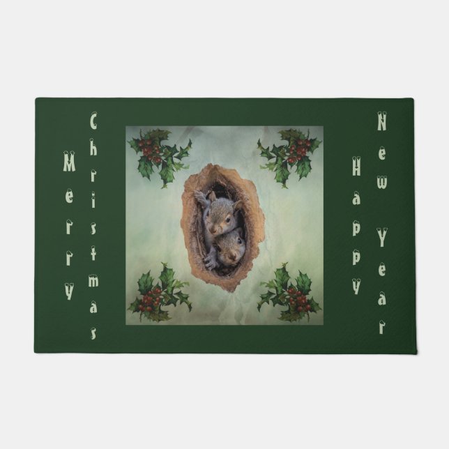 Christmas Baby Squirrels Doormat (Front)