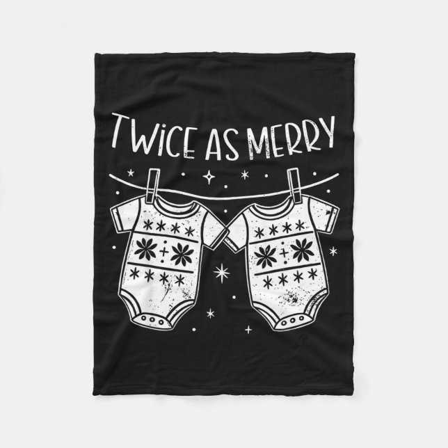 Christmas Baby Twin Mom Xmas Twin Pregnancy Reveal Fleece Blanket (Front)