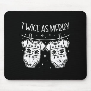Christmas Baby Twin Mom Xmas Twin Pregnancy Reveal Mouse Mat