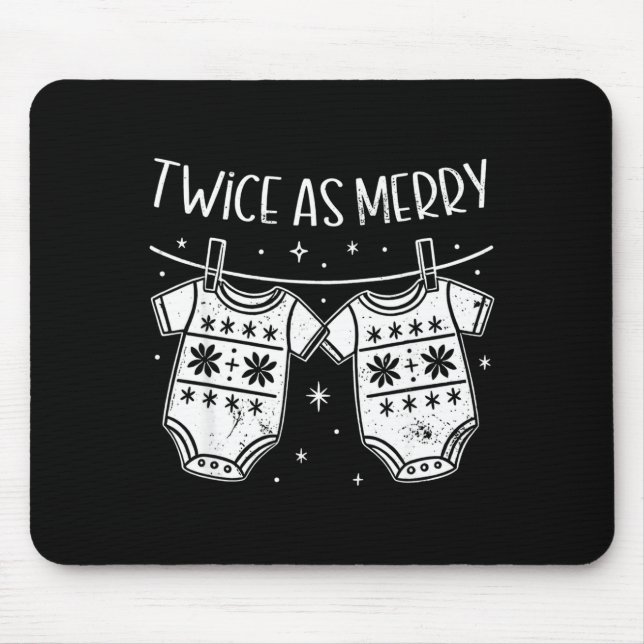 Christmas Baby Twin Mom Xmas Twin Pregnancy Reveal Mouse Mat (Front)