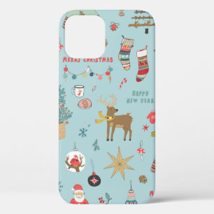 Christmas background, seamless wrapping paper patt iPhone 12 case