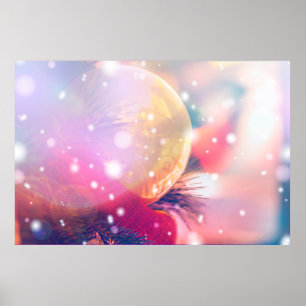 Christmas background with bokeh lightabstract, bac poster