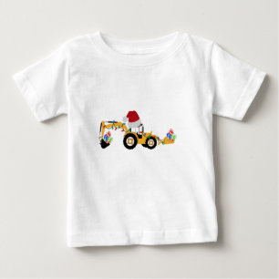 Christmas Backhoe Construction Truck Baby T-Shirt