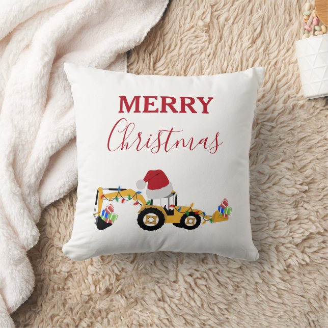 Christmas Backhoe Construction Truck Cushion (Blanket)
