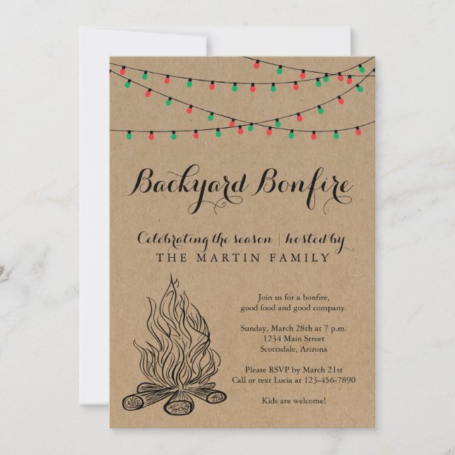 Christmas Backyard Bonfire Fall Party Invitation (Front)