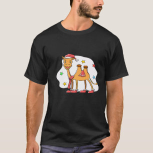 Christmas Bactrian Mongolian Camel Wearing Santa H T-Shirt