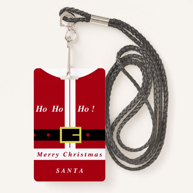 Christmas Badge Your Name Santa Claus Gift ID Badge (Front with Lanyard)