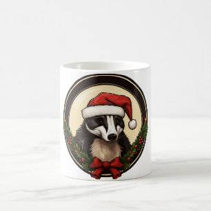Christmas badgers coffee mug