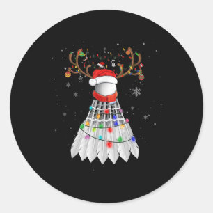 Christmas Badminton Ball Santa Hat Cute Xmas Pajam Classic Round Sticker