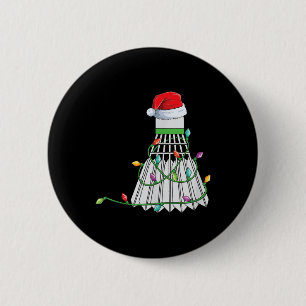 Christmas Badminton Gift Santa Hat Wrapped In Holi 6 Cm Round Badge