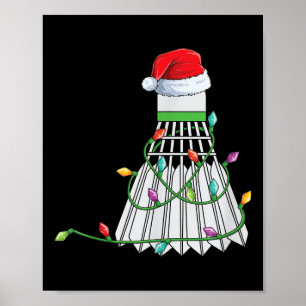 Christmas Badminton Gift Santa Hat Wrapped In Holi Poster