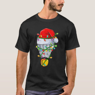 Christmas Badminton Santa Hat Christmas Lights Fun T-Shirt