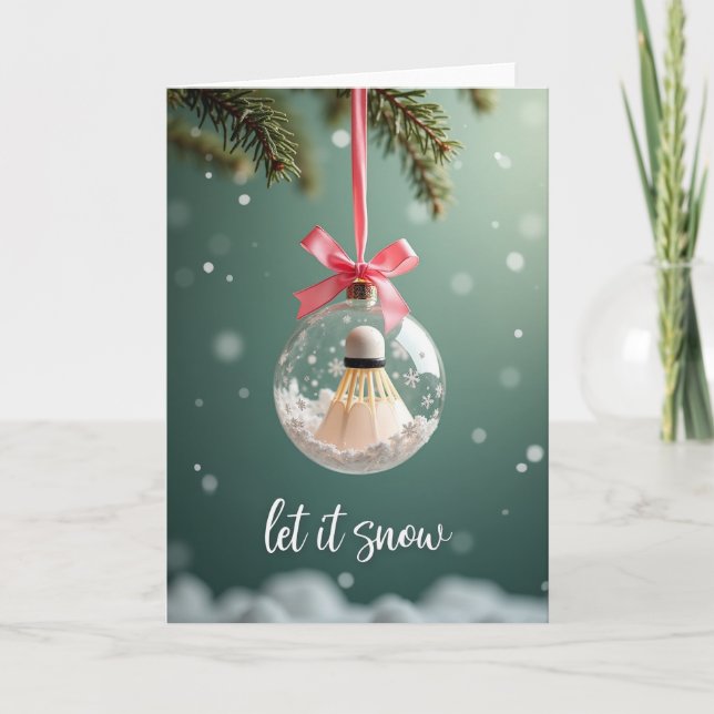 Christmas Badminton Snow Card (Front)
