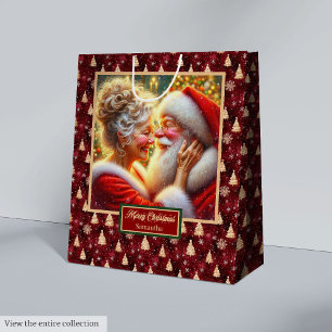 Christmas Bag With Watercolor Santa Claus Couple