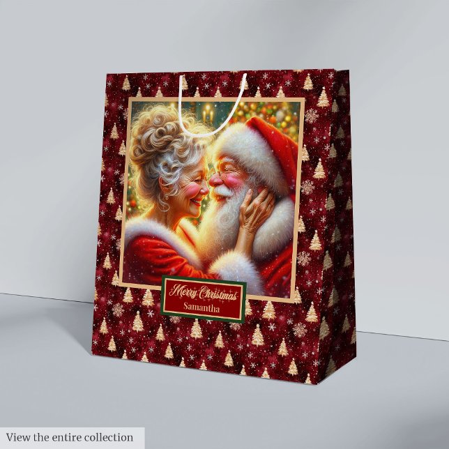 Christmas Bag With Watercolor Santa Claus Couple (Christmas Bag With Watercolor Santa Claus Couple)