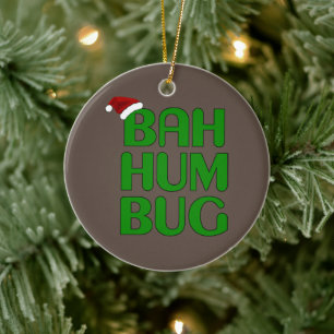 Christmas Bah Humbug Shirt Art-Xmas Humbug Santa Ceramic Tree Decoration