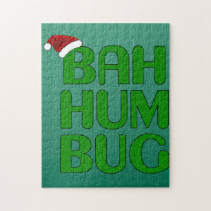 Christmas Bah Humbug Shirt Art-Xmas Humbug Santa Jigsaw Puzzle