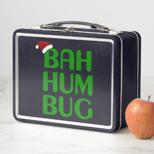Christmas Bah Humbug Shirt Art-Xmas Humbug Santa Metal Lunch Box
