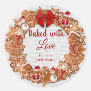 Christmas - Baked with Love Classic Round Sticker