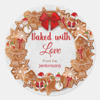 Christmas - Baked with Love Classic Round Sticker