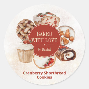 Christmas Baked with Love Personalised Classic Round Sticker