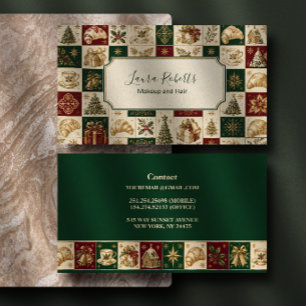 Christmas Bakery Burgundy Green Gold Business Card