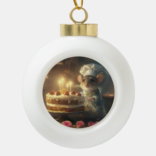 Christmas Bakery by Fabulous Mice Baker Ceramic Ball Christmas Ornament (Front)