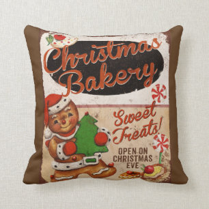 Christmas Bakery Gingerbread Throw Pillow