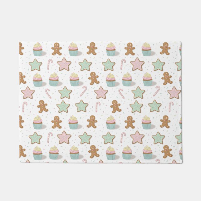 Christmas Bakery Treats Pattern Doormat (Front)