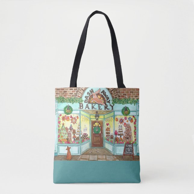 Christmas Bakery Watercolor Tote Bag (Front)
