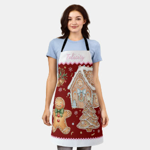 Christmas Baking Apron, Gingerbread Man, House Apron