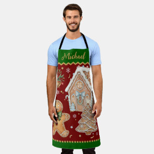 Christmas Baking Apron, House, Gingerbread Man Apron