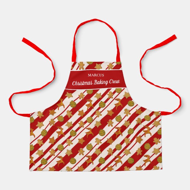Christmas Baking Crew Gingerbread Cookies Monogram Apron (Front)