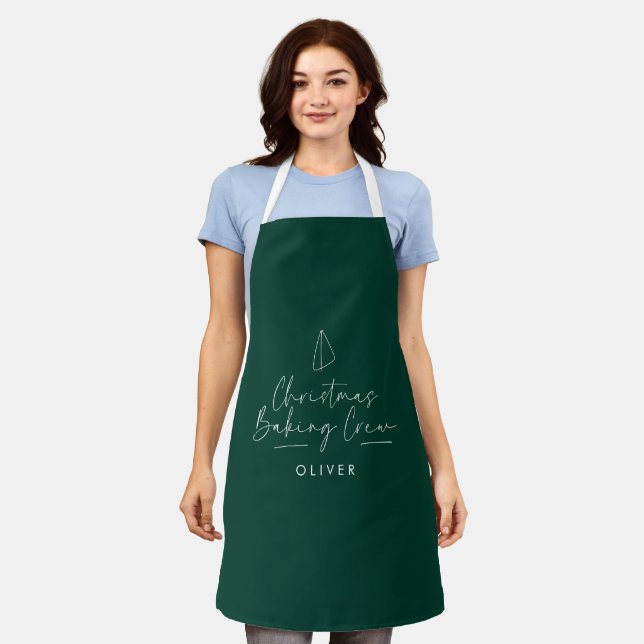 Christmas baking crew modern minimal elegant type apron (Worn)