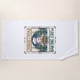 Christmas Baking Crew Snowman Chef Gingerbread Coo Beach Towel