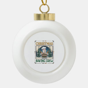 Christmas Baking Crew Snowman Chef Gingerbread Coo Ceramic Ball Christmas Ornament