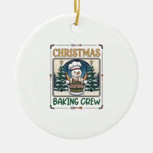 Christmas Baking Crew Snowman Chef Gingerbread Coo Ceramic Tree Decoration