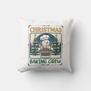 Christmas Baking Crew Snowman Chef Gingerbread Coo Cushion