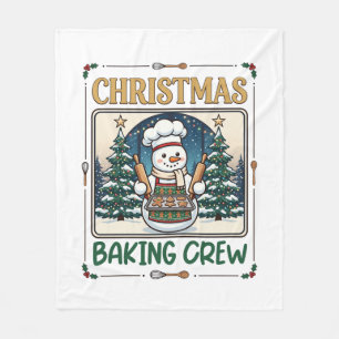 Christmas Baking Crew Snowman Chef Gingerbread Coo Fleece Blanket