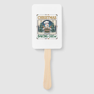 Christmas Baking Crew Snowman Chef Gingerbread Coo Hand Fan