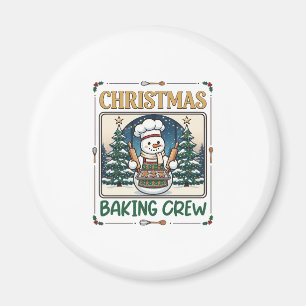 Christmas Baking Crew Snowman Chef Gingerbread Coo Magnet