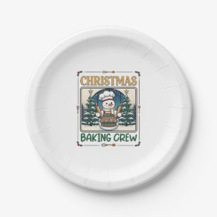 Christmas Baking Crew Snowman Chef Gingerbread Coo Paper Plate